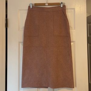 Anthropologie pink faux snakeskin midi skirt